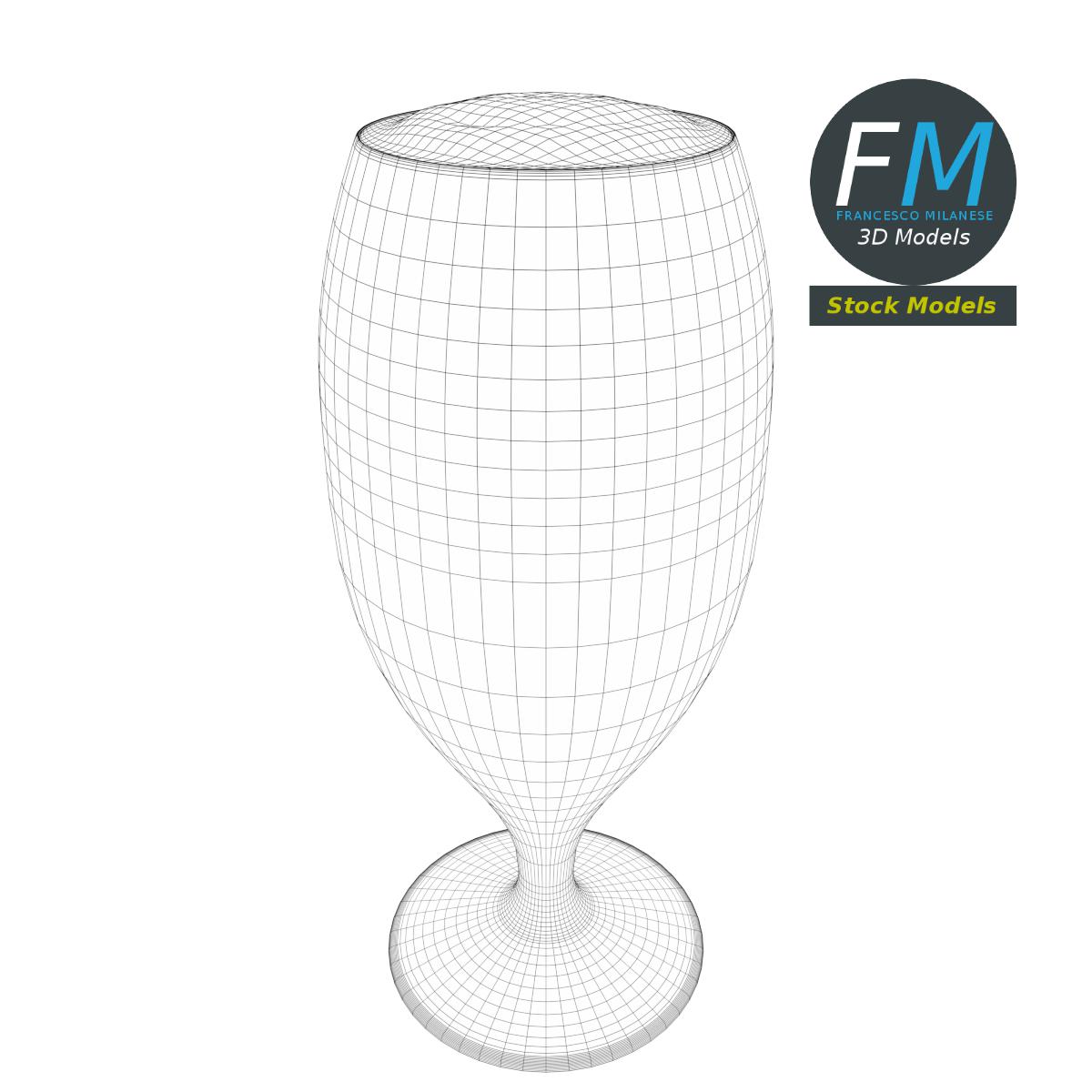 3D-Modell - Bierstielglas mit Schaum - 07