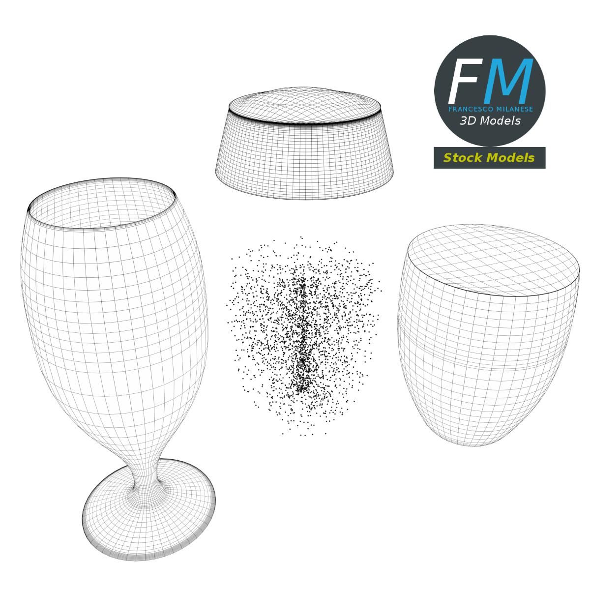 3D-Modell - Bierstielglas mit Schaum - 08