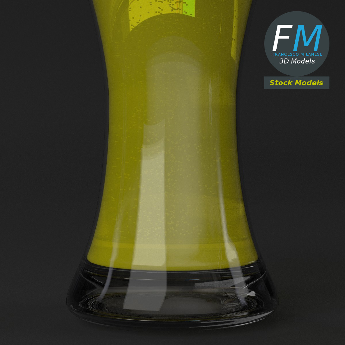3D-Modell - Geschwungenes Bierglas mit Schaum - 05