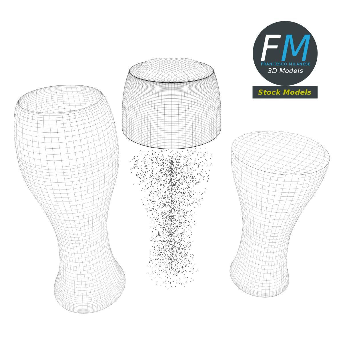 3D-Modell - Geschwungenes Bierglas mit Schaum - 08