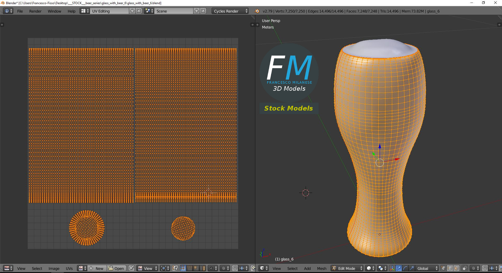 3D-Modell - Geschwungenes Bierglas mit Schaum - 10