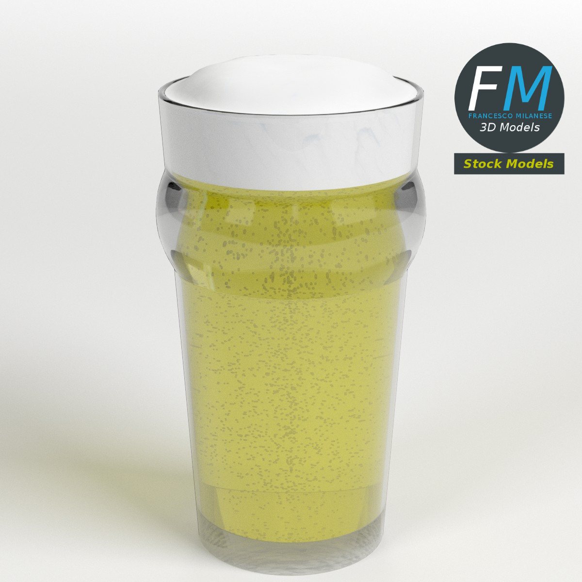 3D-Modell - Bierglas mit Schaum - 01