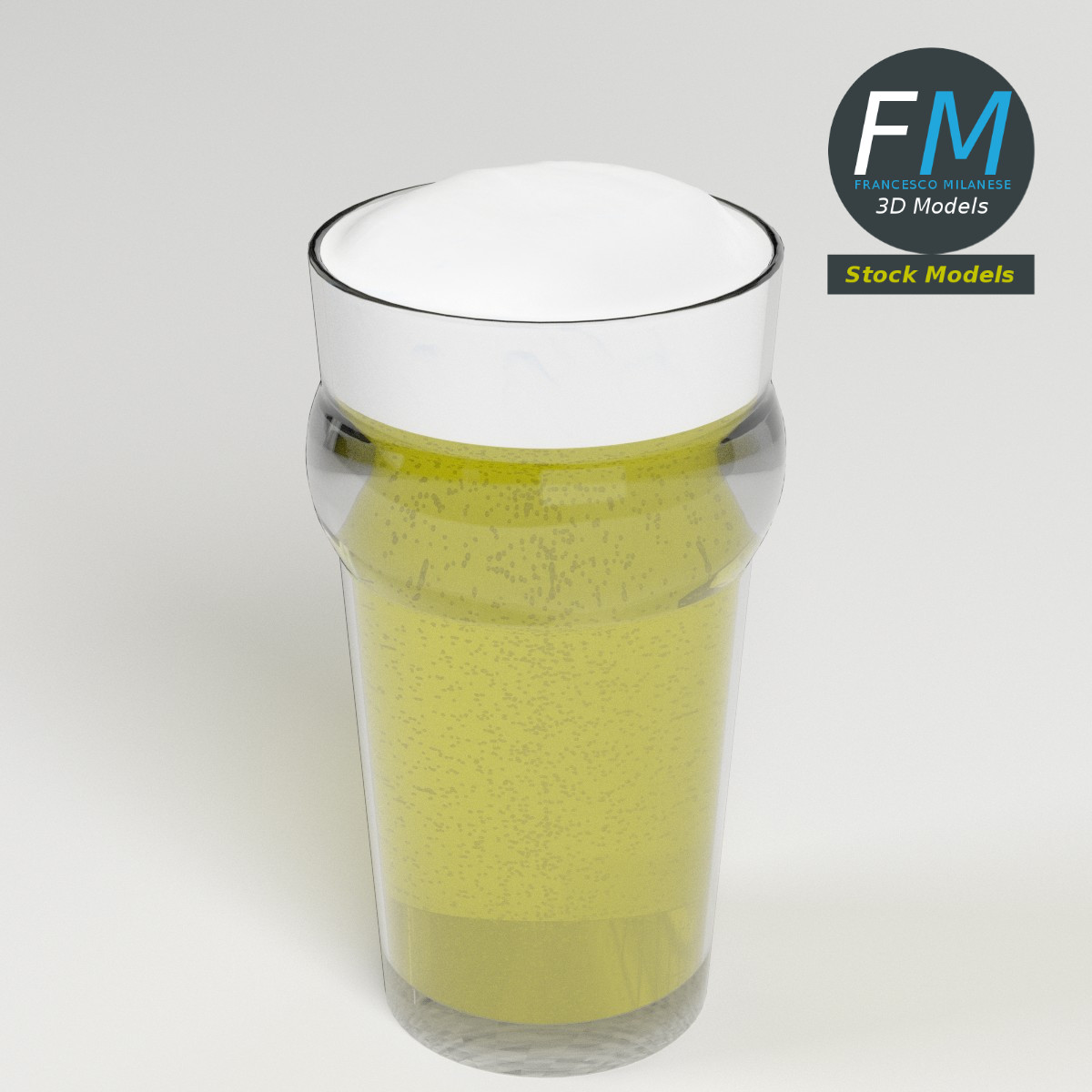3D-Modell - Bierglas mit Schaum - 02