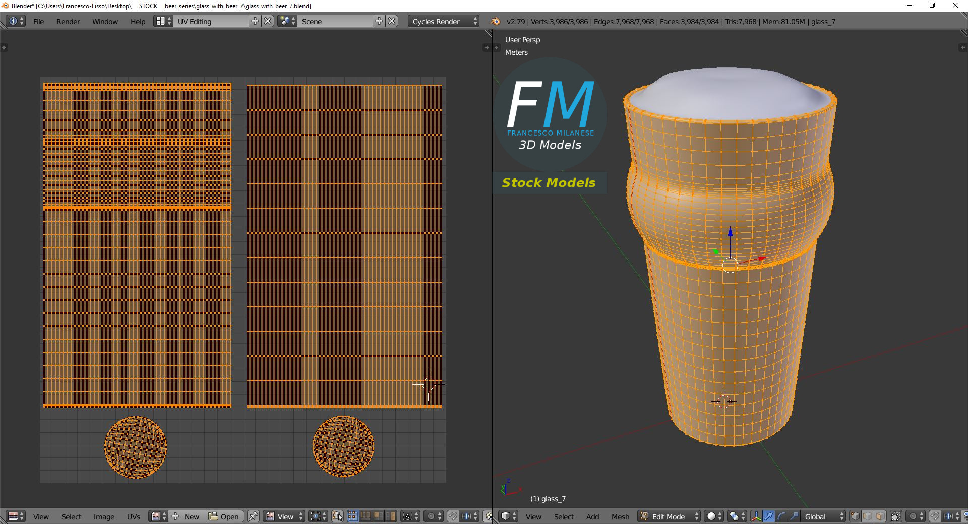 3D-Modell - Bierglas mit Schaum - 10