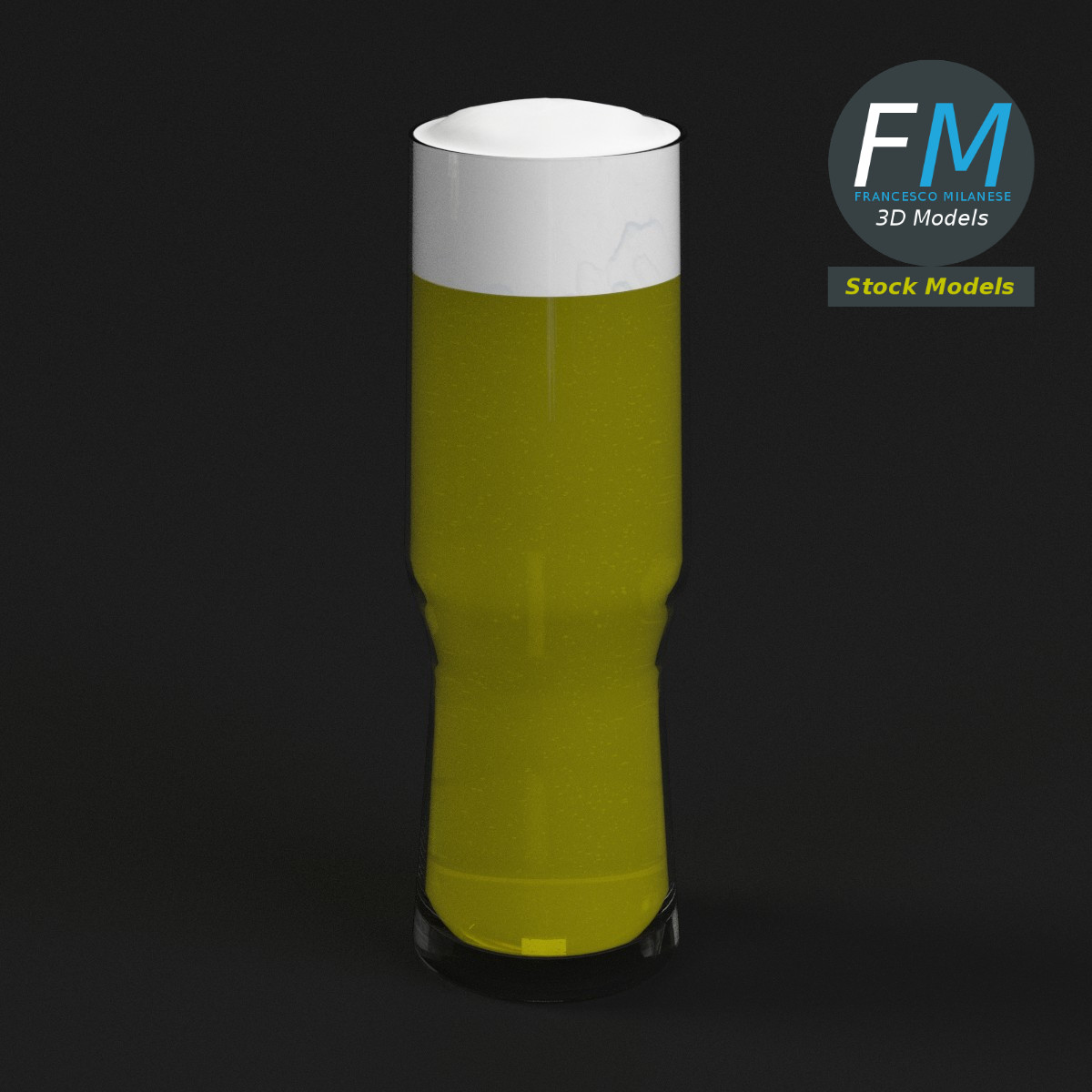 3D-Modell - Bierglas mit Schaum - 01