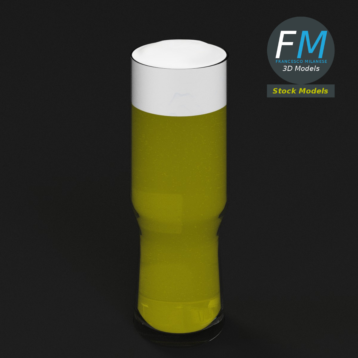 3D-Modell - Bierglas mit Schaum - 02