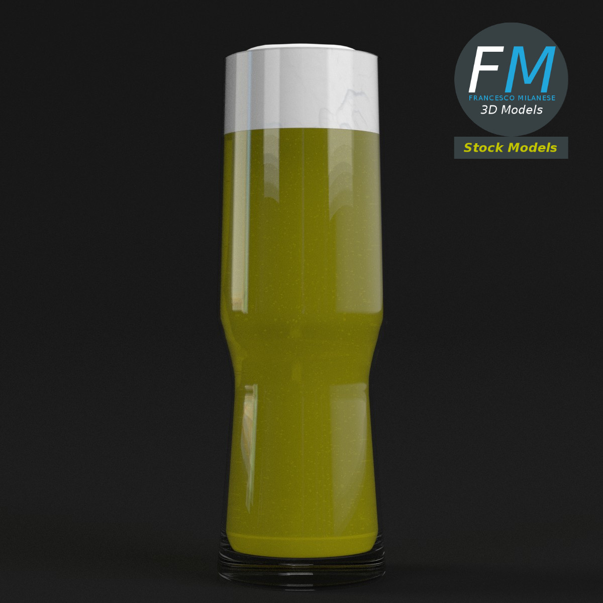 3D-Modell - Bierglas mit Schaum - 03