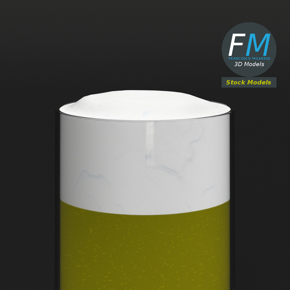 3D-Modell - Bierglas mit Schaum - 04