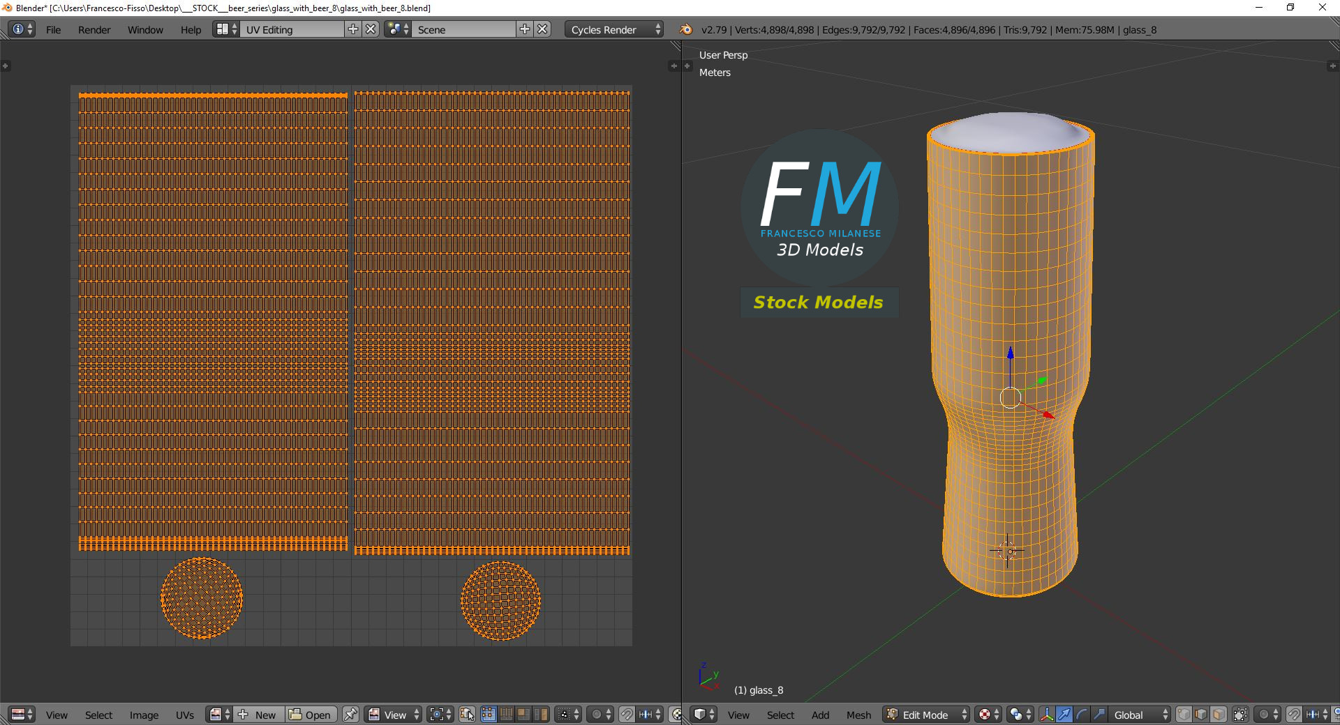 3D-Modell - Bierglas mit Schaum - 10