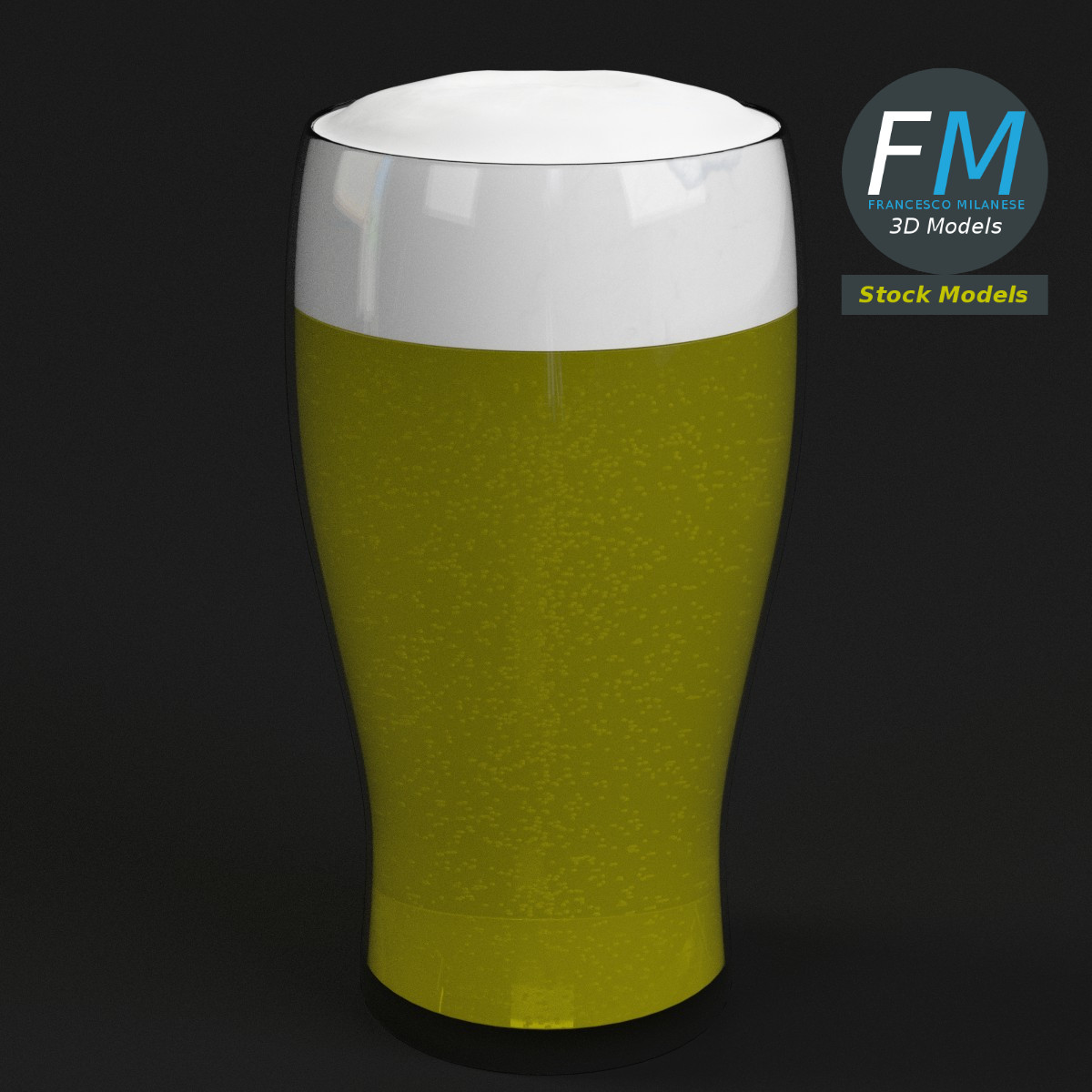 3D-Modell - Bierglas mit Schaum - 01