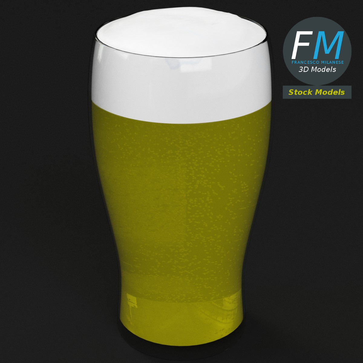 3D-Modell - Bierglas mit Schaum - 02