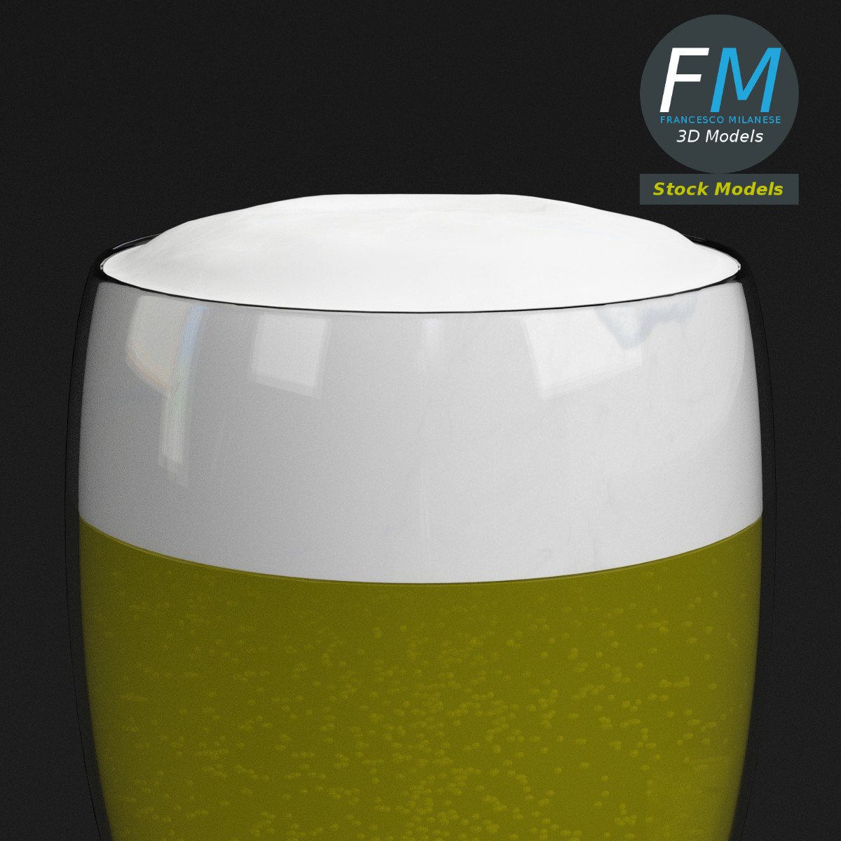 3D-Modell - Bierglas mit Schaum - 03