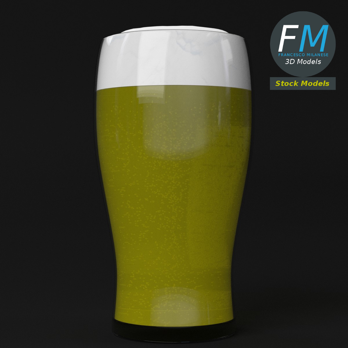 3D-Modell - Bierglas mit Schaum - 05