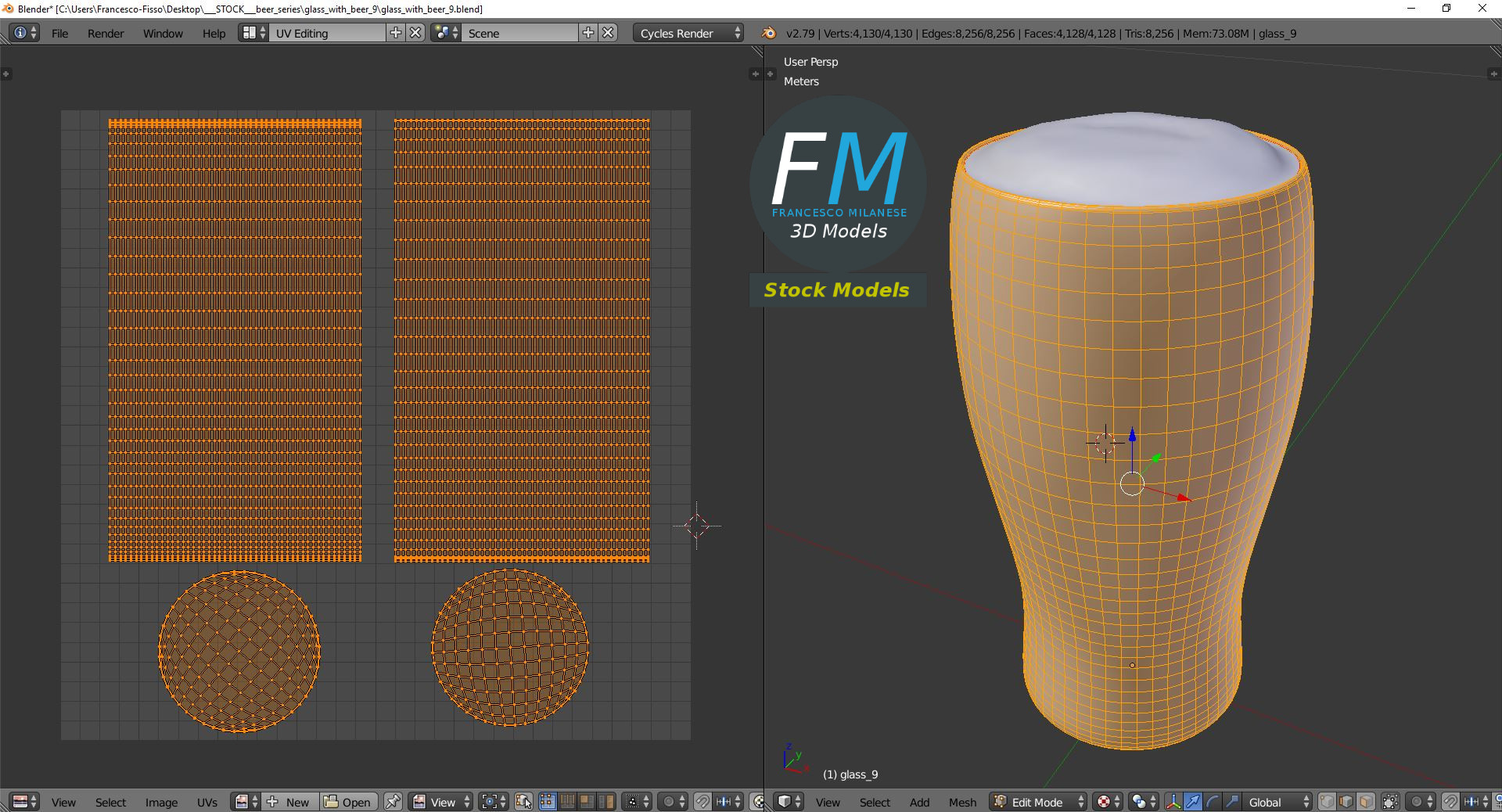 3D-Modell - Bierglas mit Schaum - 10