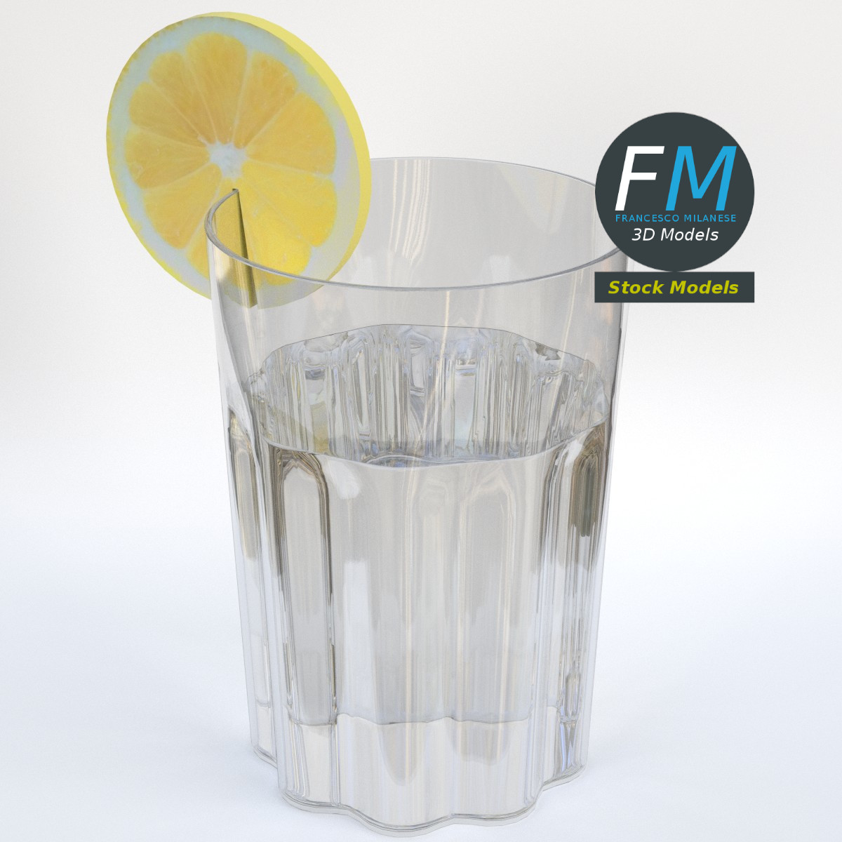 3D-Modell - Glas mit Zitronenscheibe - 01