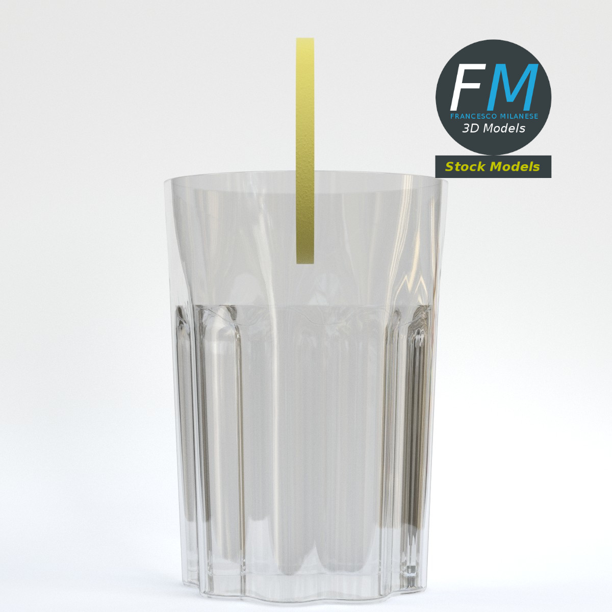 3D-Modell - Glas mit Zitronenscheibe - 04