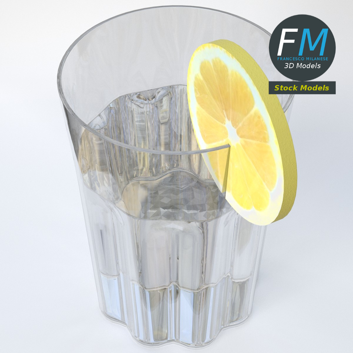 3D-Modell - Glas mit Zitronenscheibe - 05