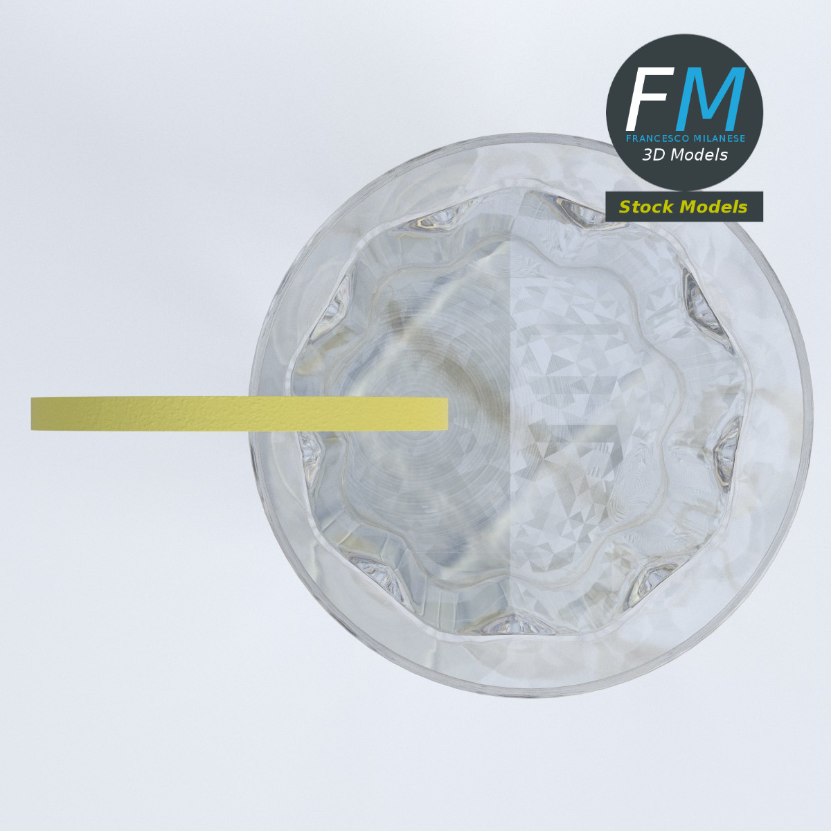 3D-Modell - Glas mit Zitronenscheibe - 06