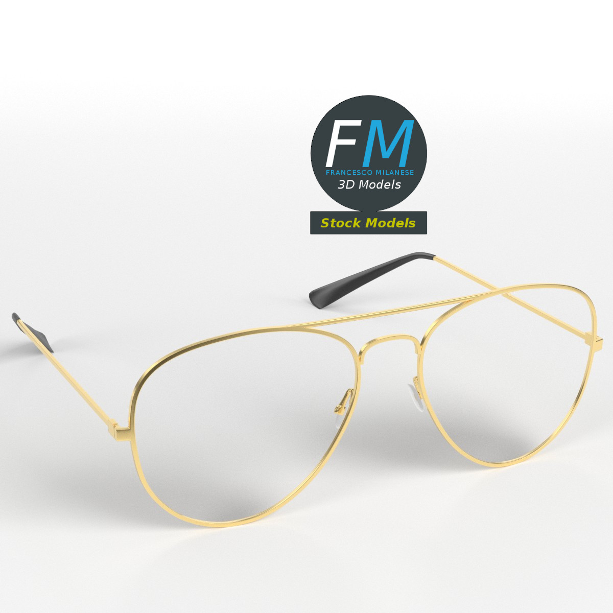 3D-Modell - Pilotenbrille - 01
