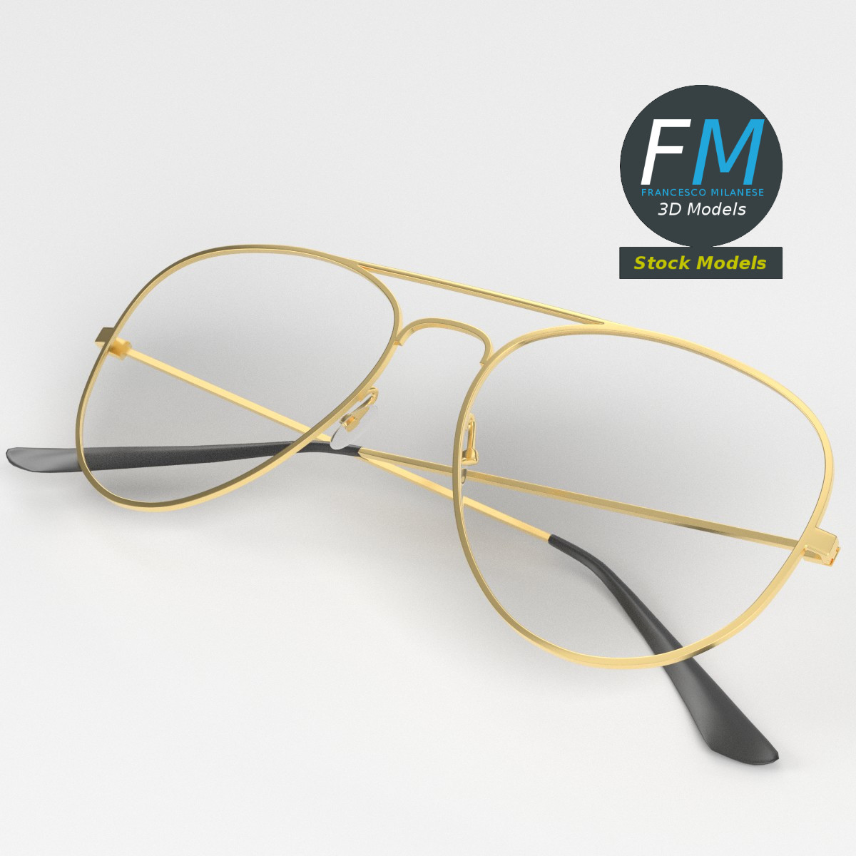 3D-Modell - Pilotenbrille - 02