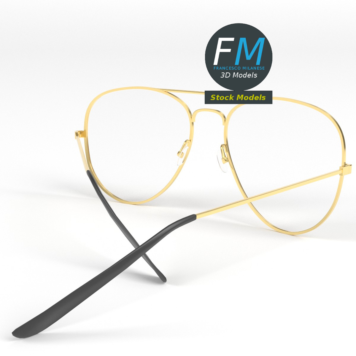3D-Modell - Pilotenbrille - 04