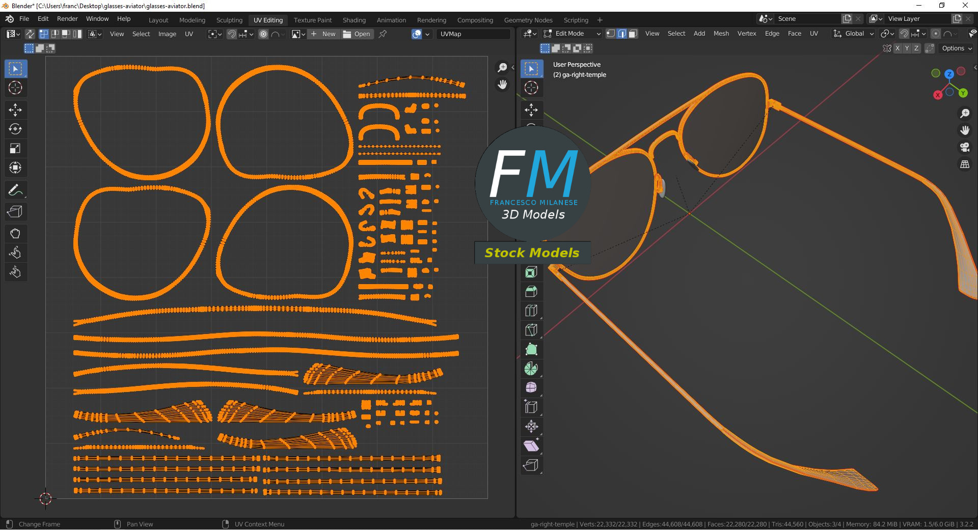 3D-Modell - Pilotenbrille - 10