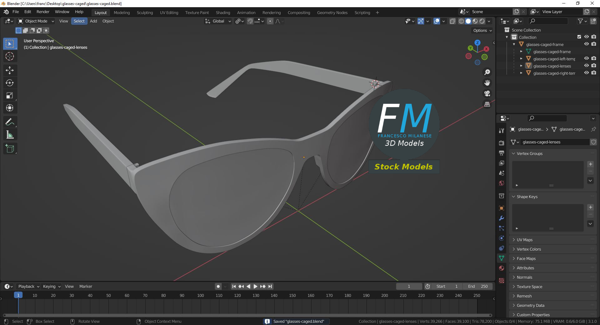 3D-Modell - Cat-Eye-Brille - 09