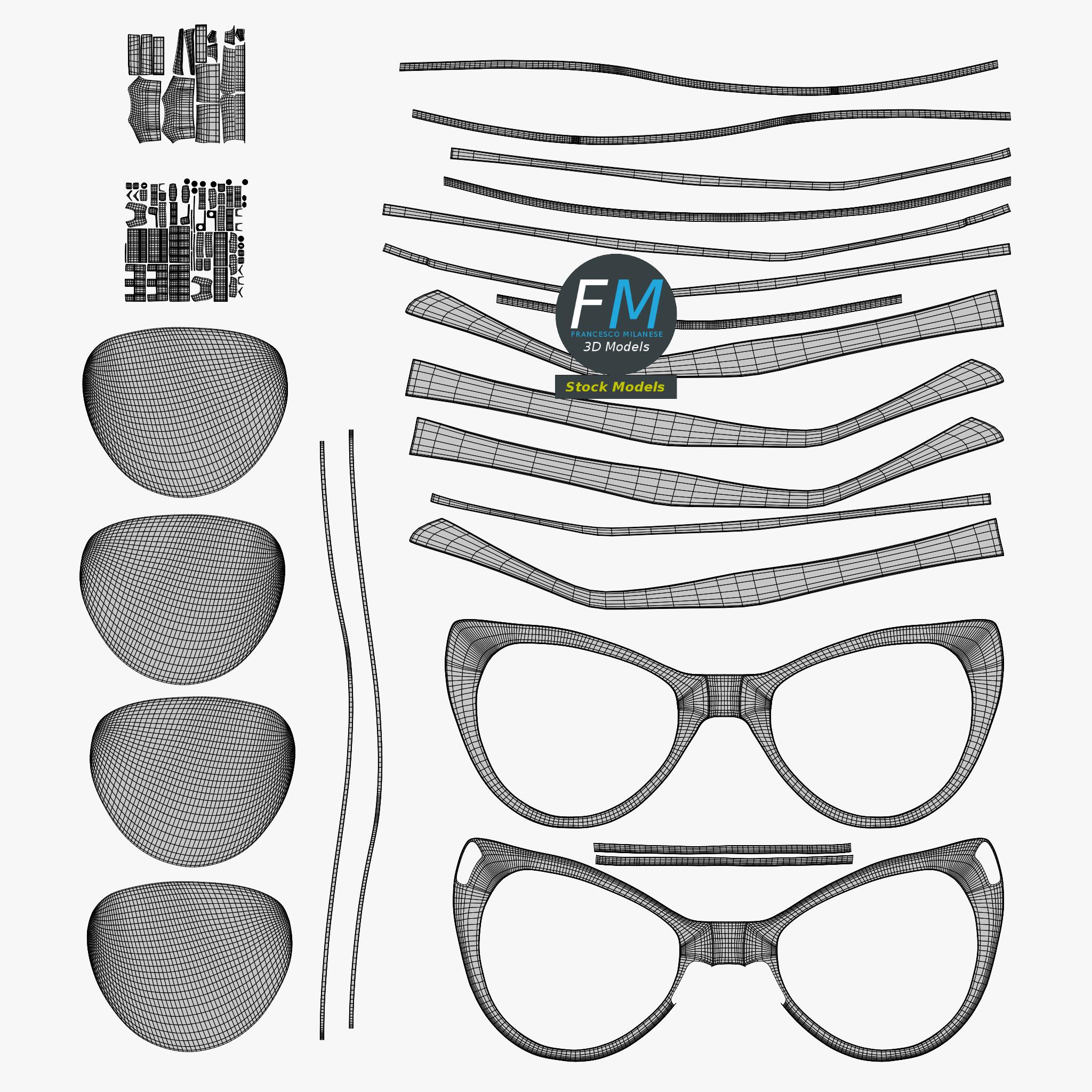 3D-Modell - Cat-Eye-Brille - 11 3D-Modell - Cat-Eye-Brille - 11