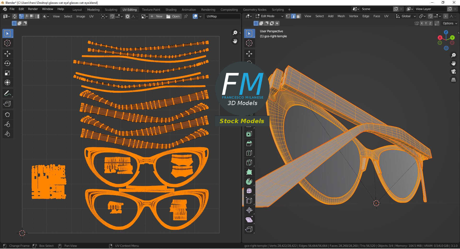 3D-Modell - Cat-Eye-Brille - 10