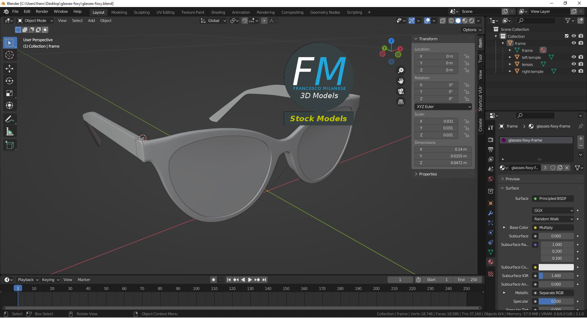 3D-Modell - Foxy-Brille - 09