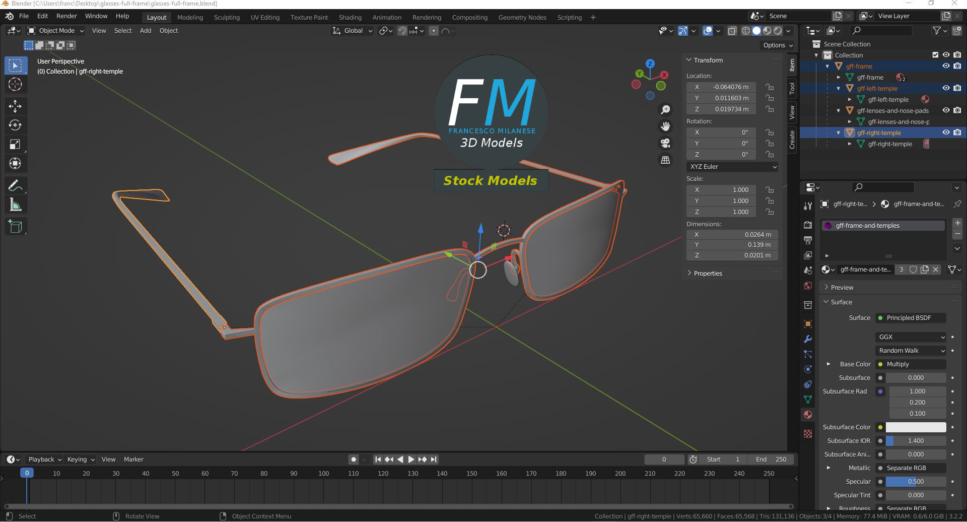 3D-Modell - Vollrandbrille - 09
