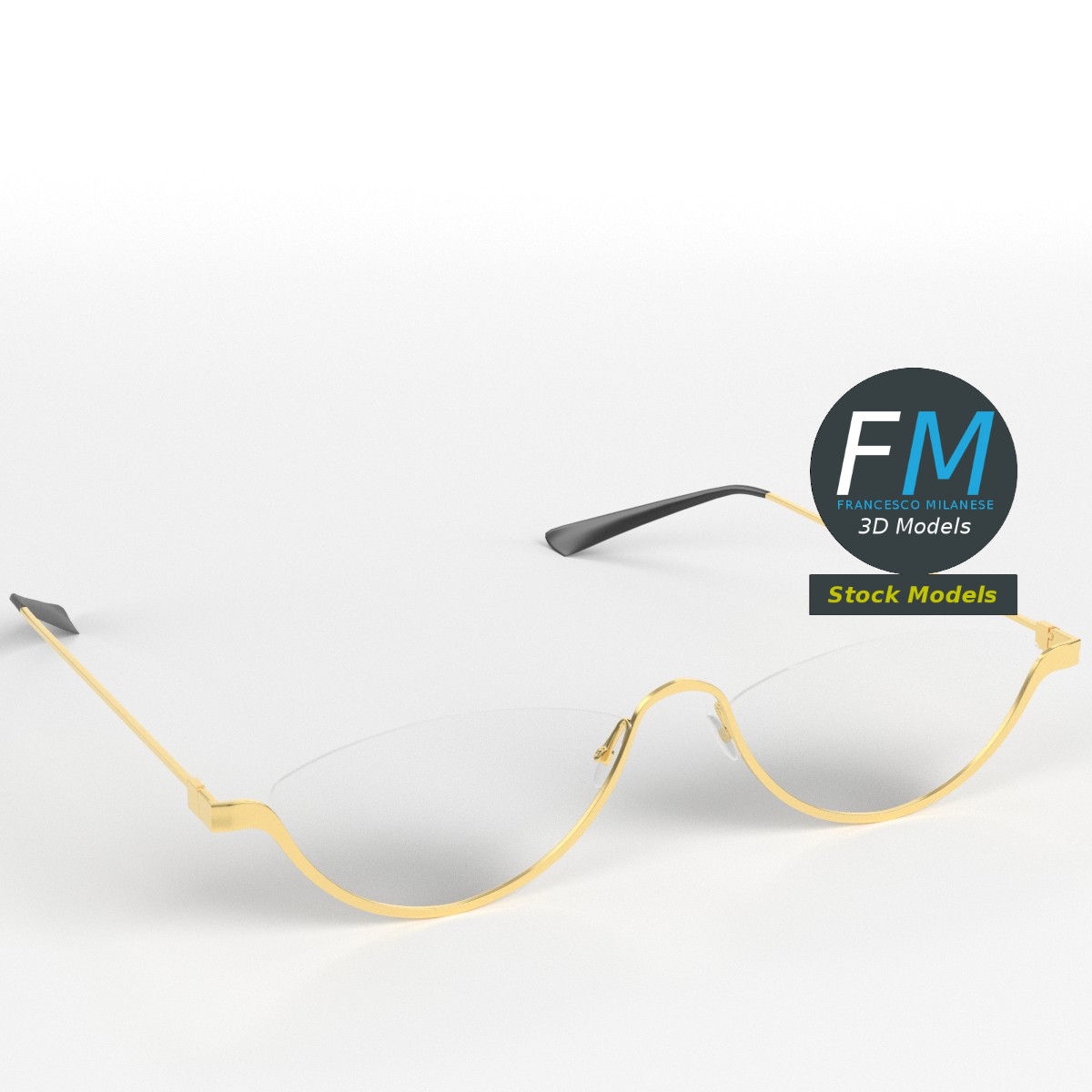 3D-Modell - Halbrandbrille - 01