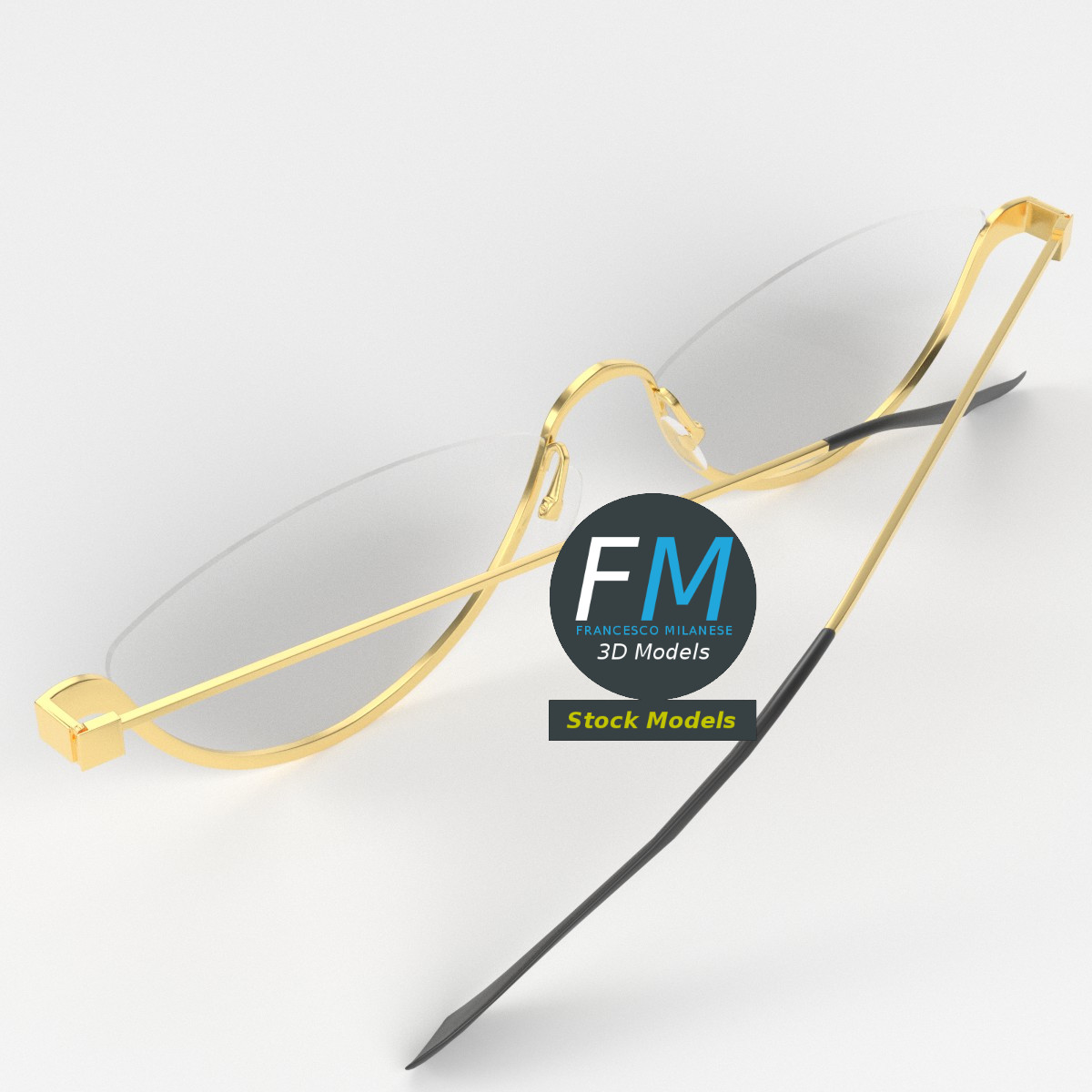3D-Modell - Halbrandbrille - 02