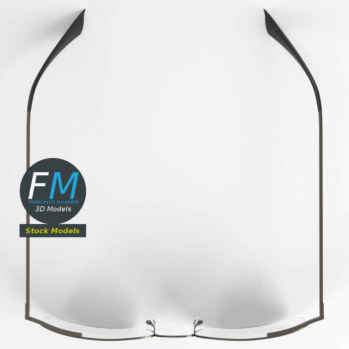 3D-Modell - Halbrandbrille Quadratisch - 06