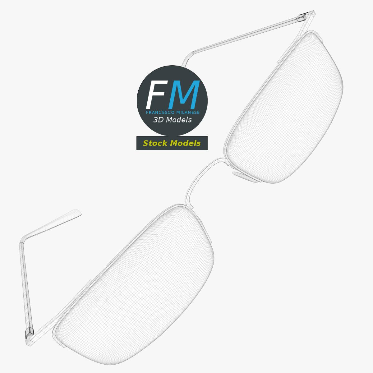 3D-Modell - Halbrandbrille Quadratisch - 07