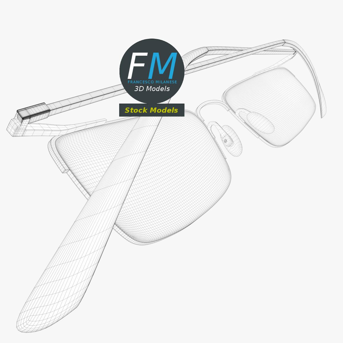 3D-Modell - Halbrandbrille Quadratisch - 08