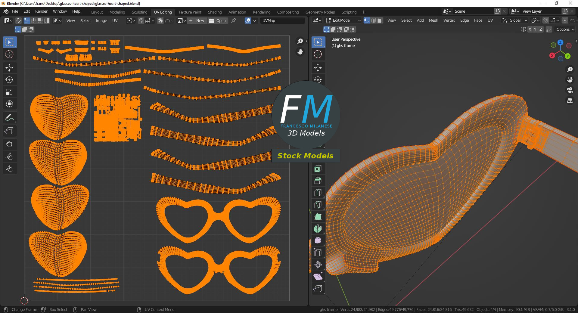 3D-Modell - Herzförmige Brille - 10