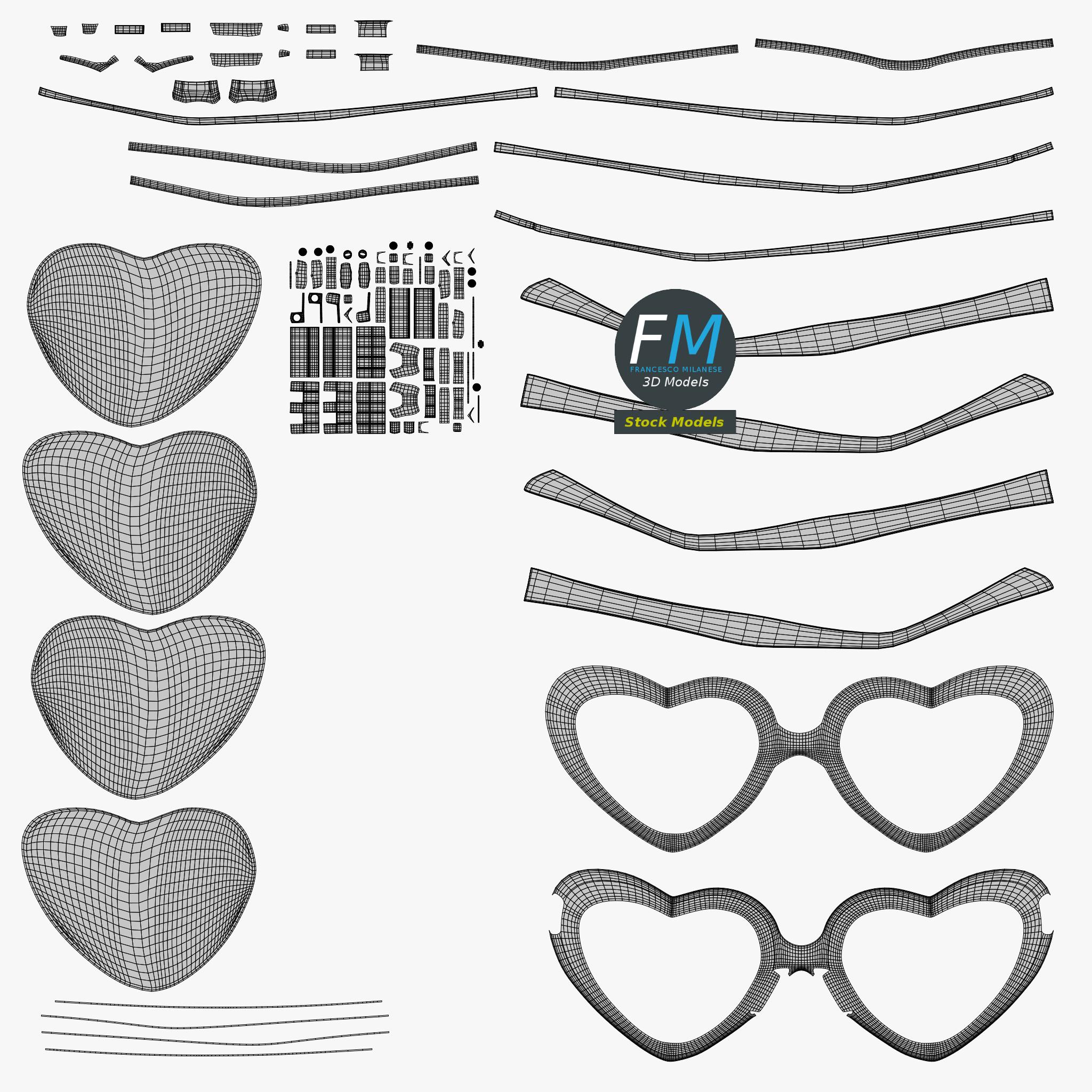 3D-Modell - Herzförmige Brille - 11 3D-Modell - Herzförmige Brille - 11
