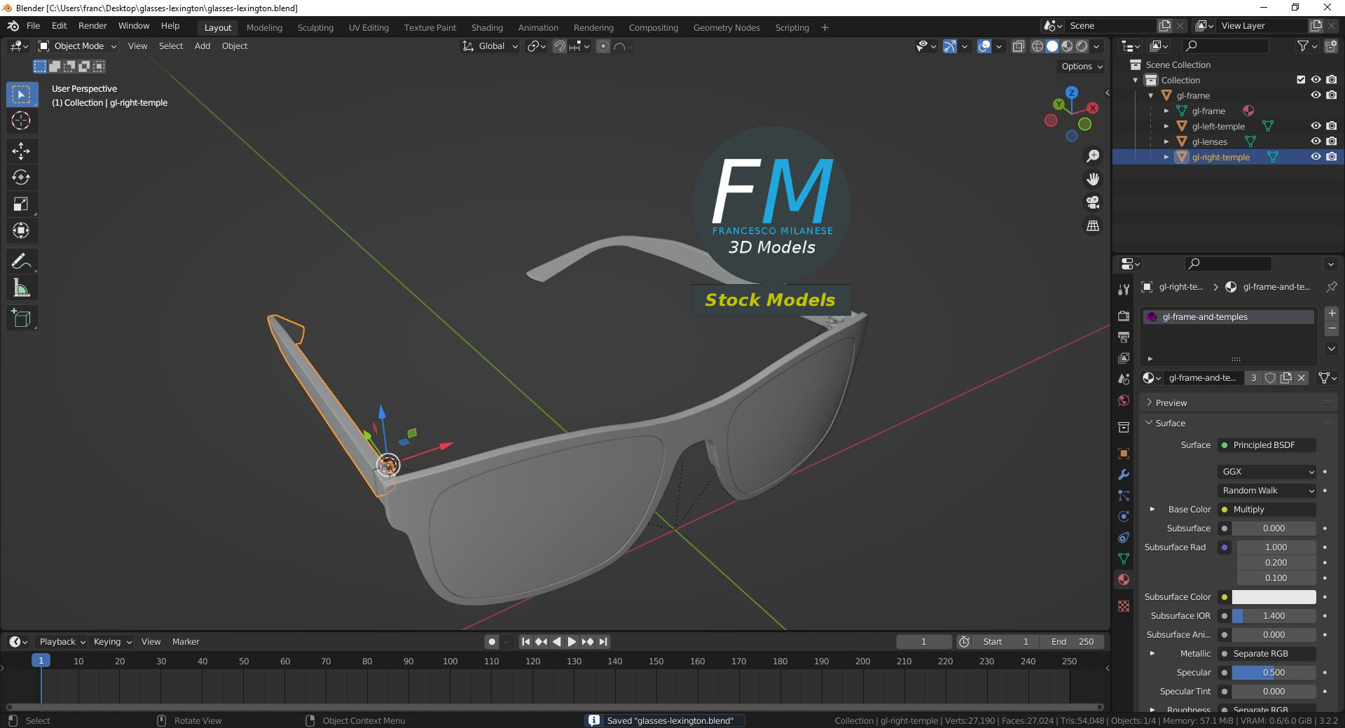 3D-Modell - Lexington-Brille - 09