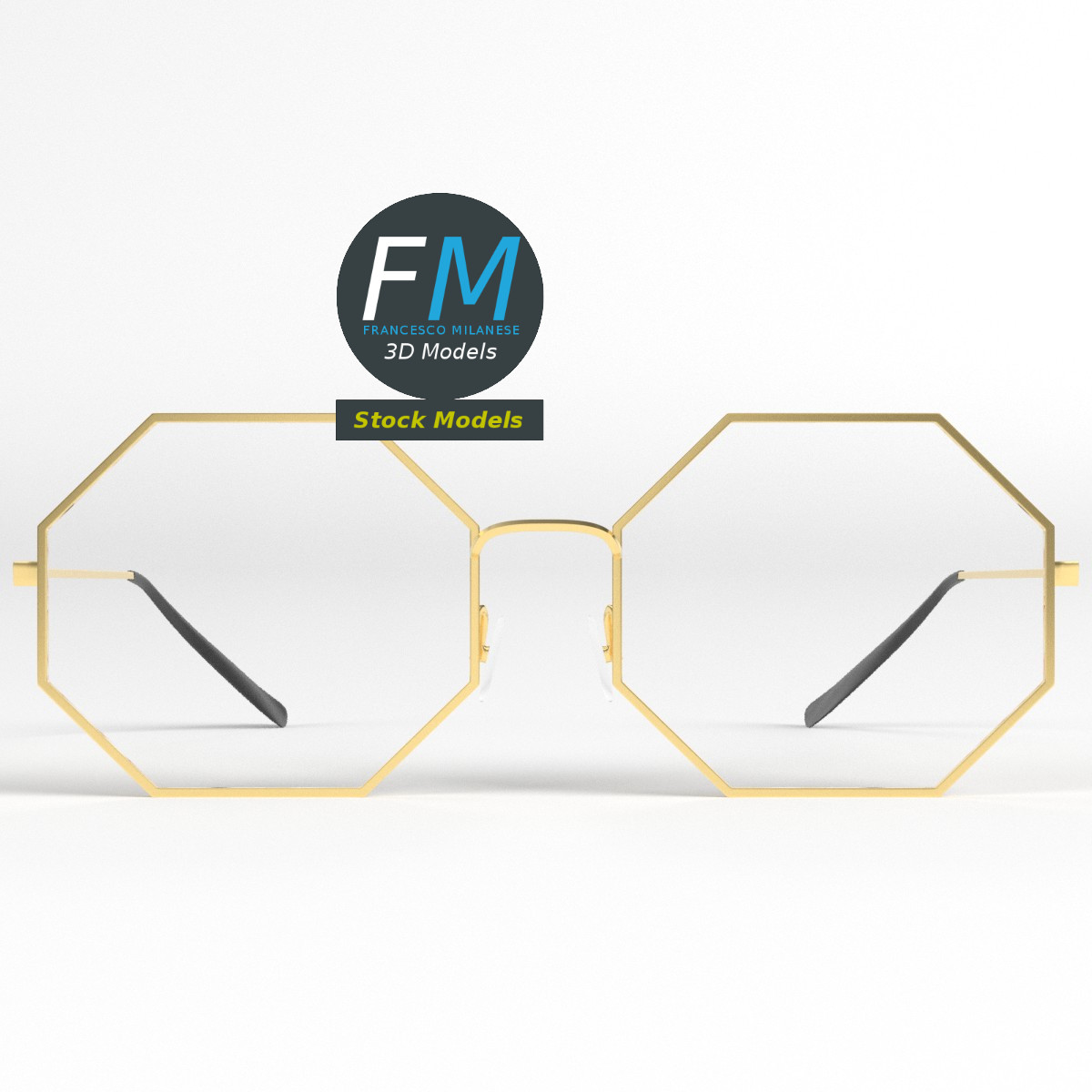 3D-Modell - Achteckige Brille - 03