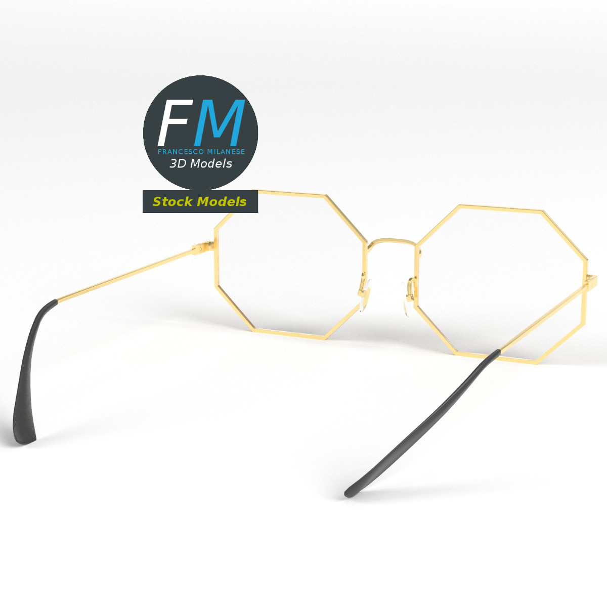3D-Modell - Achteckige Brille - 04
