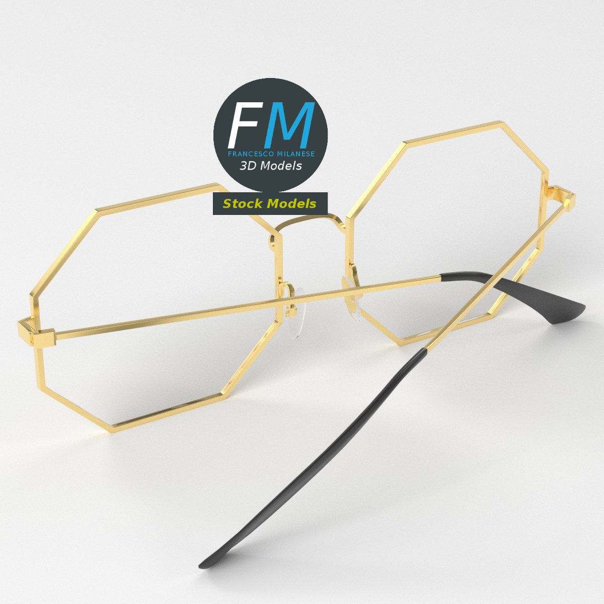 3D-Modell - Achteckige Brille - 05
