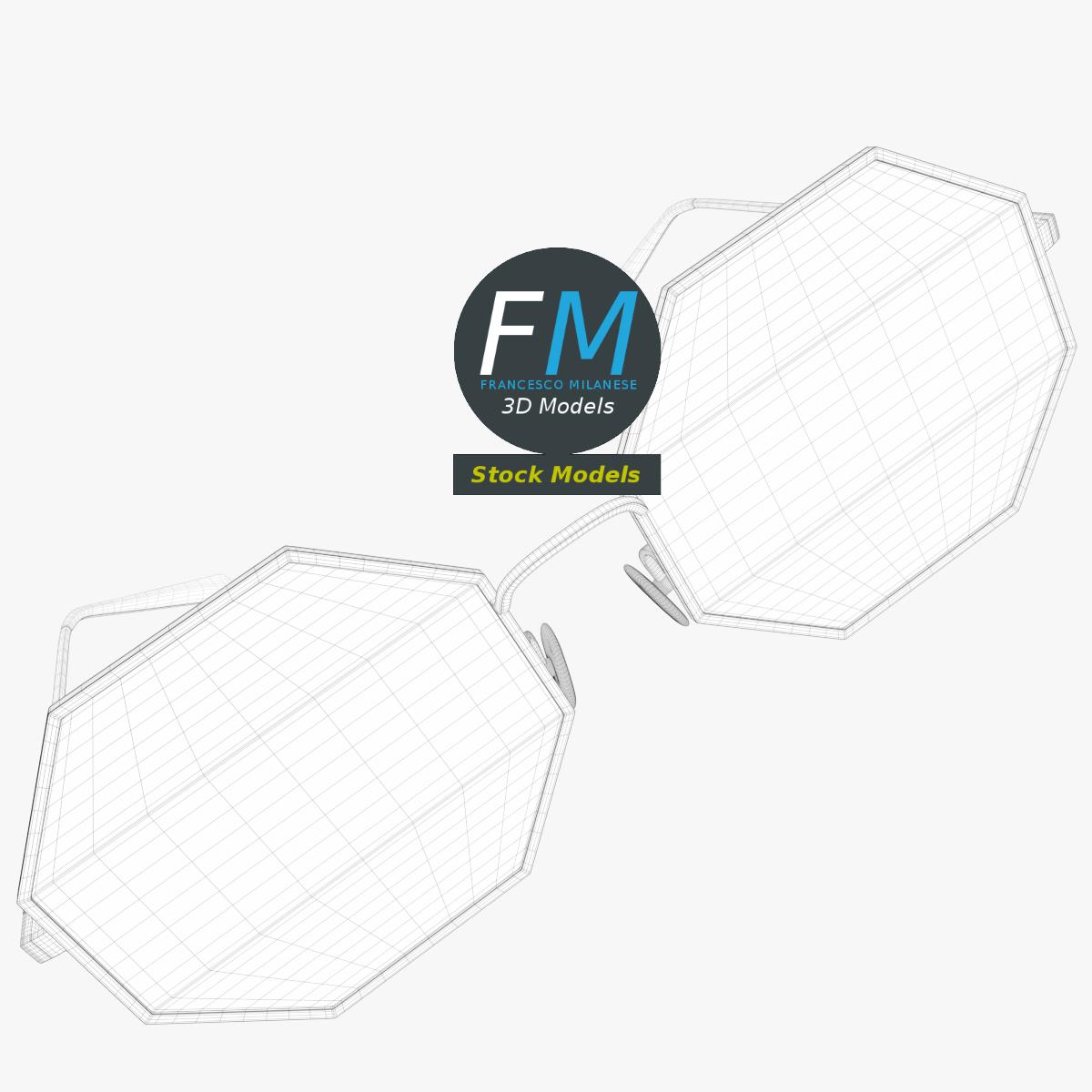 3D-Modell - Achteckige Brille - 07