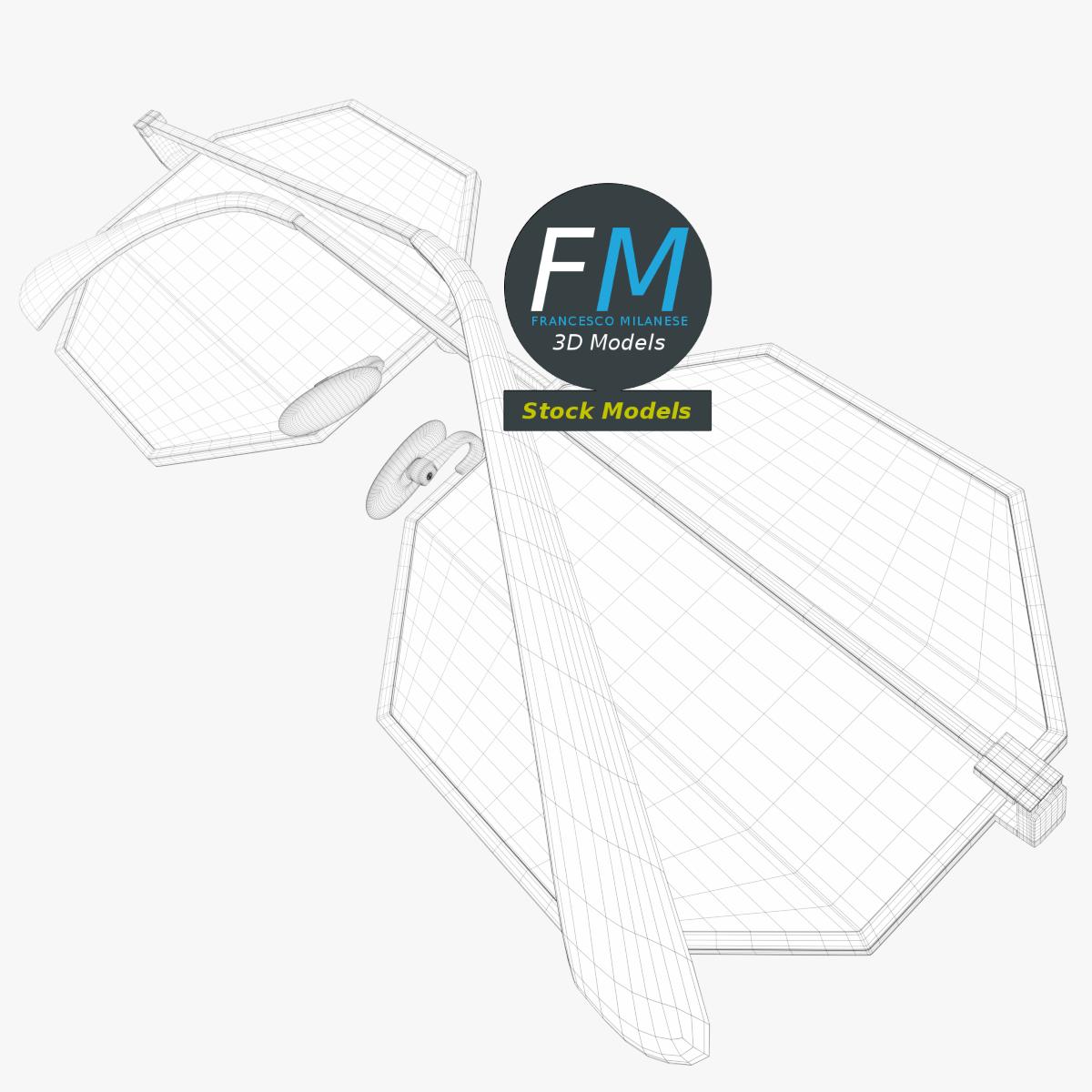 3D-Modell - Achteckige Brille - 08