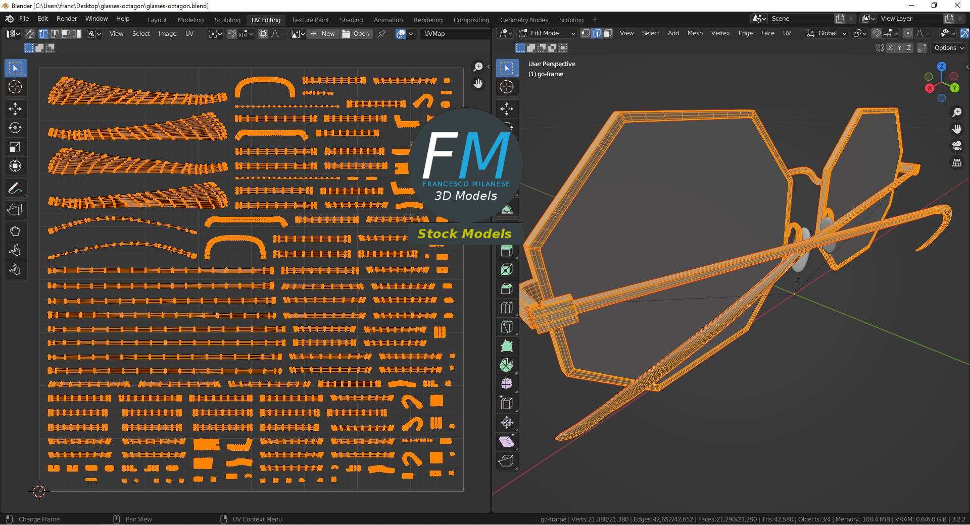 3D-Modell - Achteckige Brille - 10