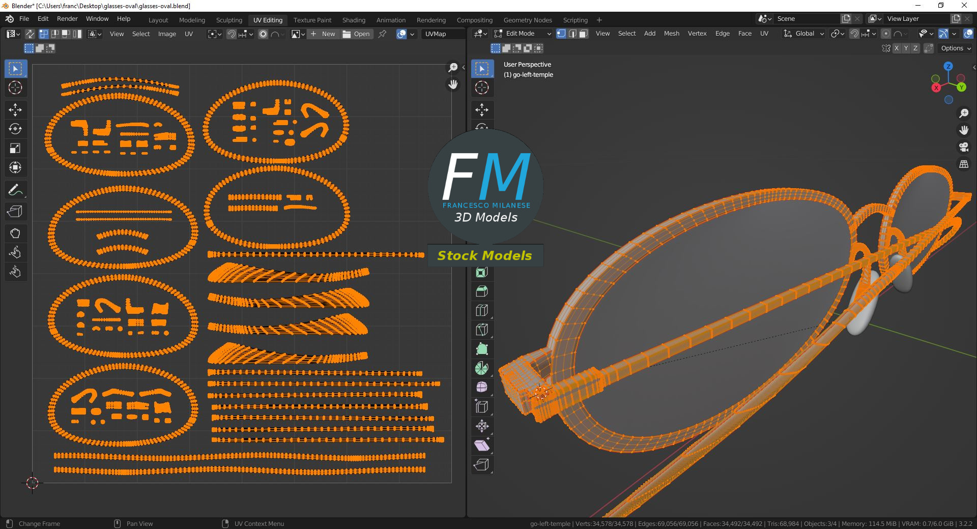 3D-Modell - Ovale Brille - 10
