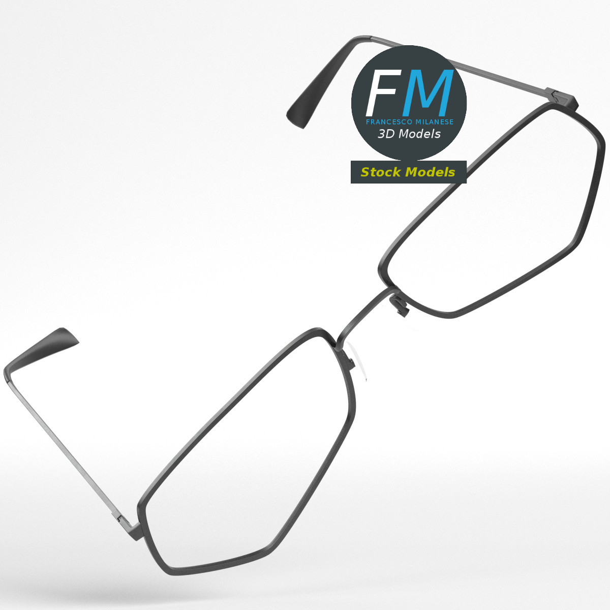 3D-Modell - Fünfeckige Brille - 01