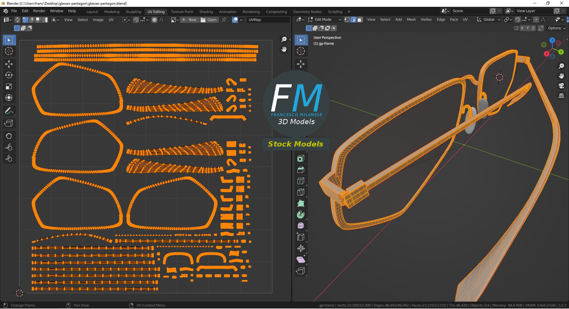 3D-Modell - Fünfeckige Brille - 10