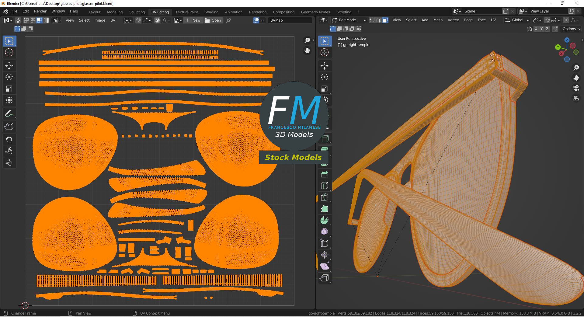 3D-Modell - Pilotenbrille - 10