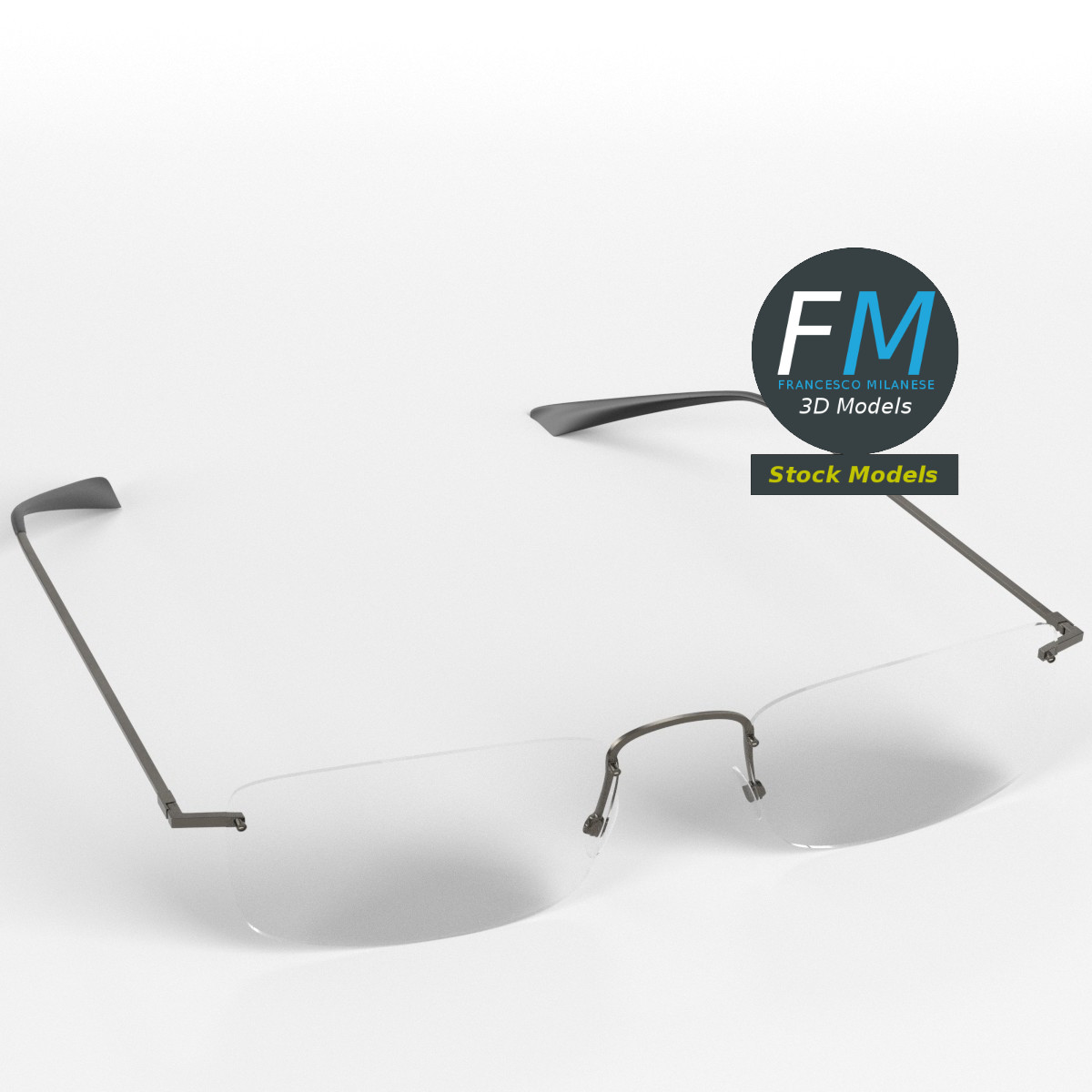 3D-Modell - Randlose Brille - 01